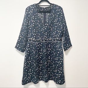 Banana Republic Blue Floral V-Neck MIDI Dress 14